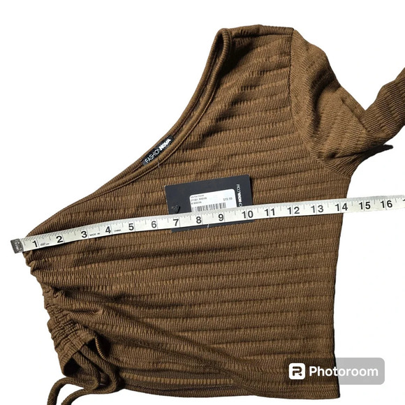 Fashion Nova Brown Isla One Shoulder Top - Picture 3 of 5